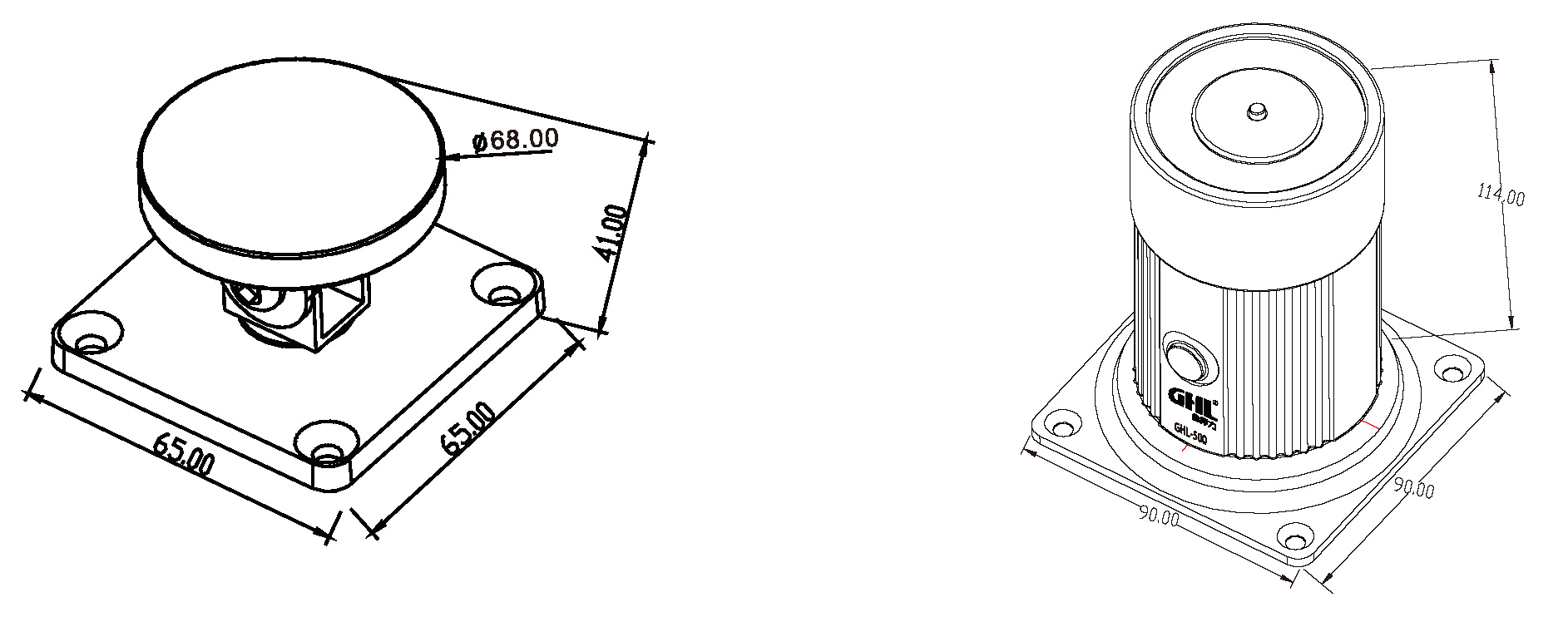 GHL-500(02型)大吸力電磁釋放器尺寸圖 GHL-500(02型)大吸力電磁釋放器尺寸圖
