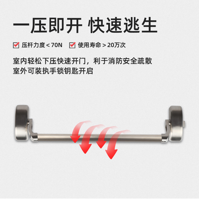 下壓式逃生門鎖 304不銹鋼 單鎖點 潔凈門下壓鎖 金捍力