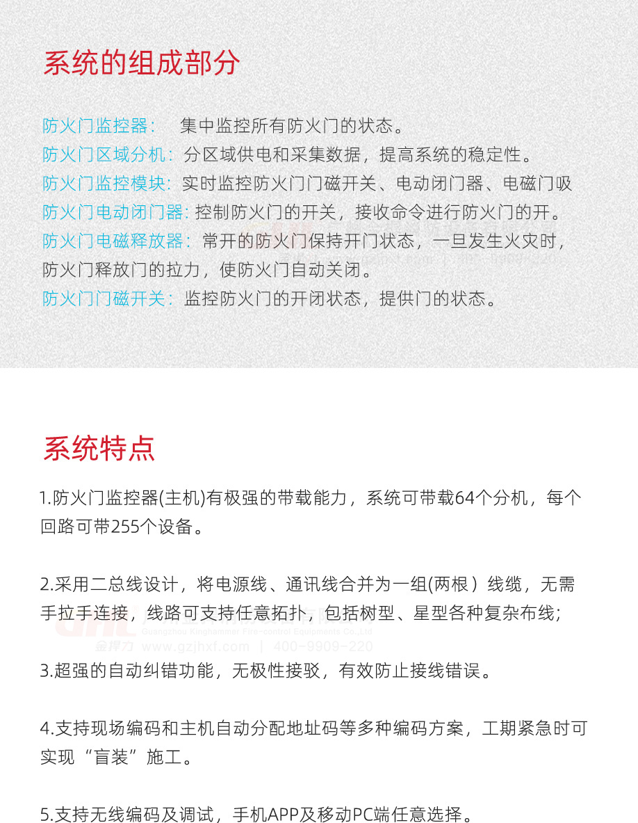 金捍力新款防火門監(jiān)控器系統(tǒng)組成和功能特點