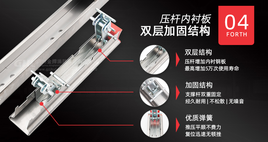 壓桿增加內(nèi)襯板，雙重加固，壽命更長(zhǎng)。