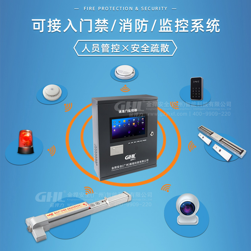 消防聯(lián)動報警推桿鎖 門禁式逃生門鎖 安全控制與報警逃生門鎖系統(tǒng) 金捍力