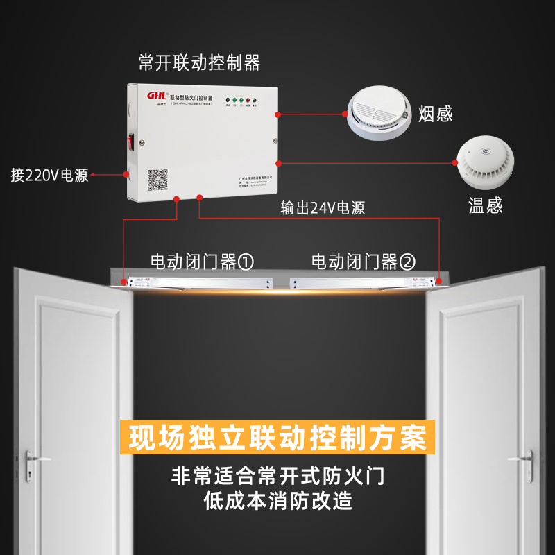 溫電雙控消防聯(lián)動電動閉門器 1mA微功耗 斷電釋放型 金捍力